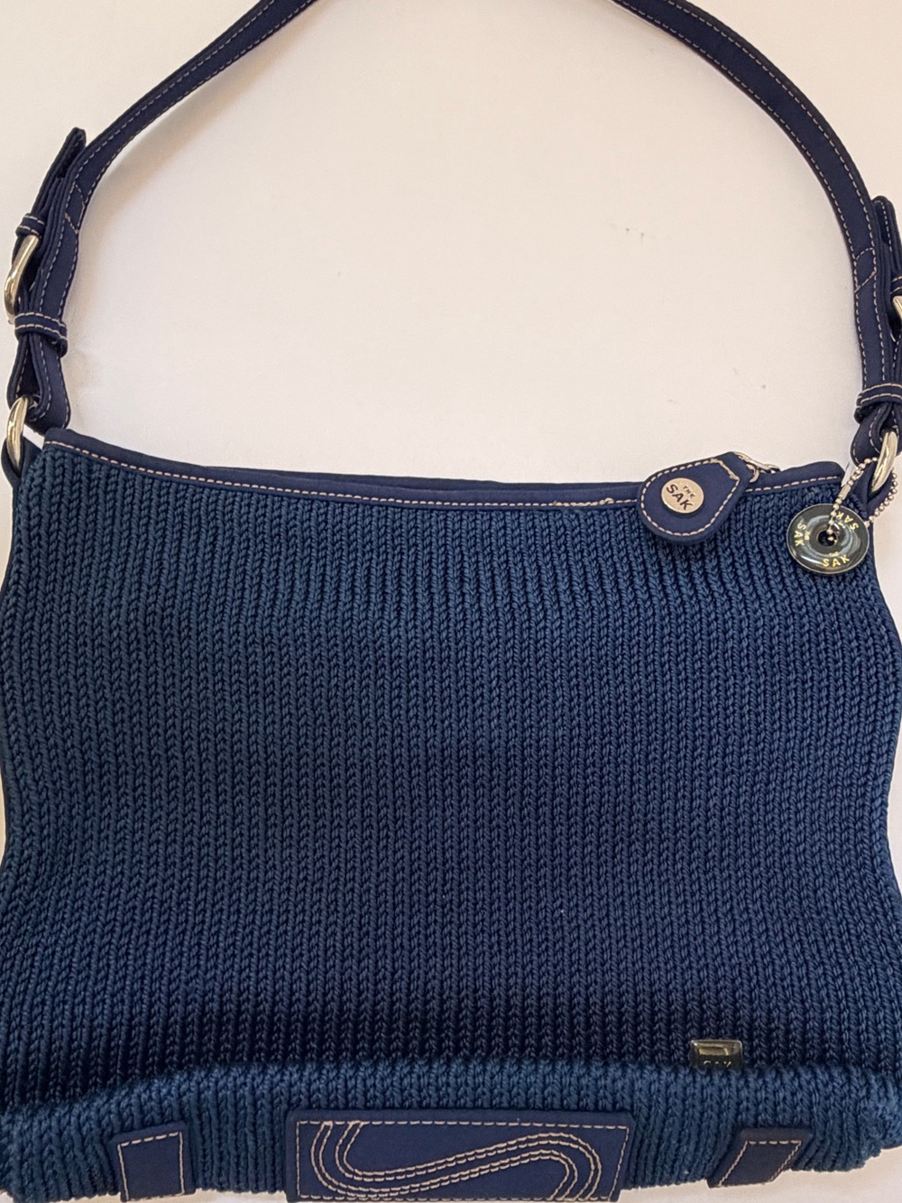 The Sak Navy Blue Knit Shoulder Bag
